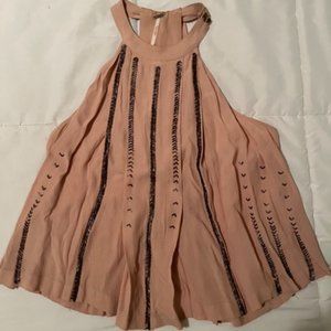 FREE PEOPLE Beaded Top, Pale Pink, XS